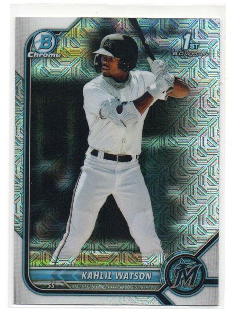 2022 Bowman Chrome Mega Refractor Kahlil Watson 1st Card BCP 3 Miami