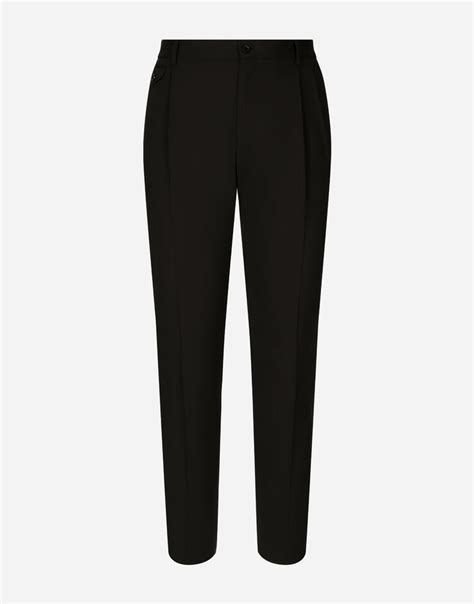 Stretch Wool Pants In Black For Men Dolceandgabbana® Us