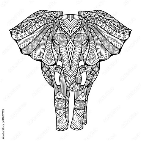 Drawing unique ethnic elephant for print, pattern,logo,icon,shirt ...