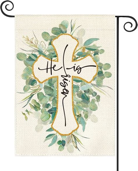 Newhomestyle He Is Risen Garden Flag 12x18 Inch Double Sided Outside