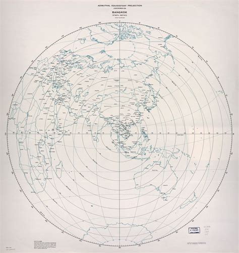 Large detailed azimuthal equidistant projection map centered on Bangkok ...