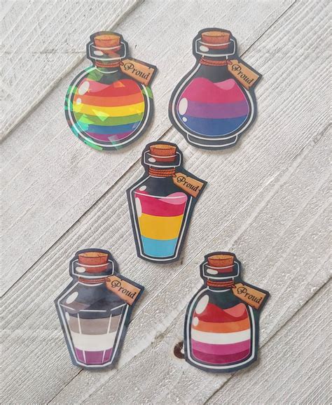 Lgbt Pride Magic Potion Bottles Holographic Stickers Etsy