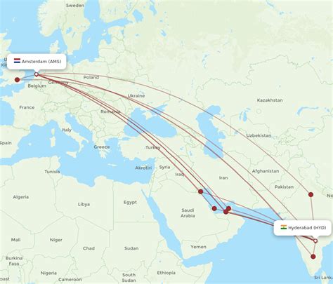 All Flight Routes From Hyderabad To Amsterdam Hyd To Ams Flight Routes