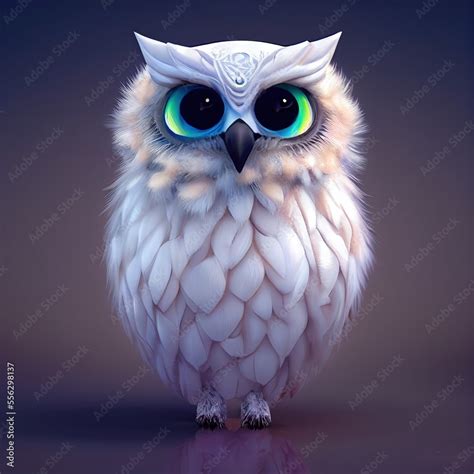 Cute White Owl Generative Ai Stock Illustration Adobe Stock