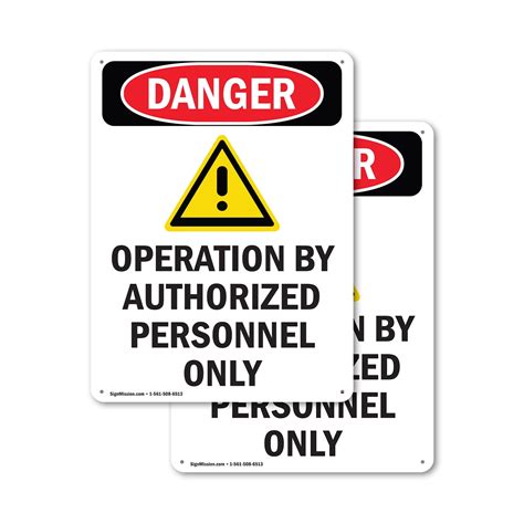 2 Pack Operation By Authorized Osha Danger Sign 10 Inch X 14 Inch Indoor Outdoor Rust Free