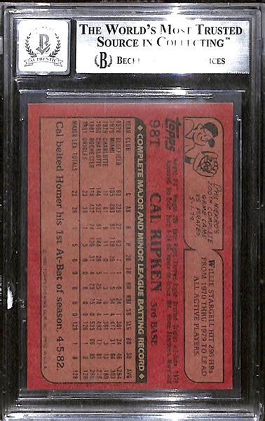 Lot Detail Signed Topps Cal Ripken Jr Rookie Card Beckett Bgs