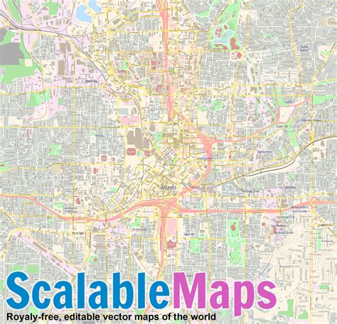 ScalableMaps: Vector map of Atlanta (center) (colorful city map theme)