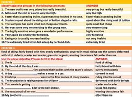 ADJECTIVE PHRASES WORKSHEETS WITH ANSWERS | Teaching Resources