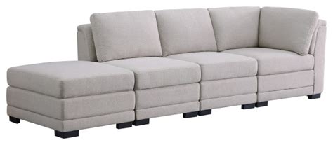 Kristin Light Gray Linen Reversible Sofa With Ottoman Transitional