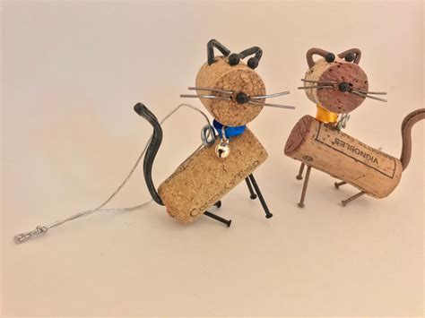 Wine Cork Cat Ornament Etsy Canada