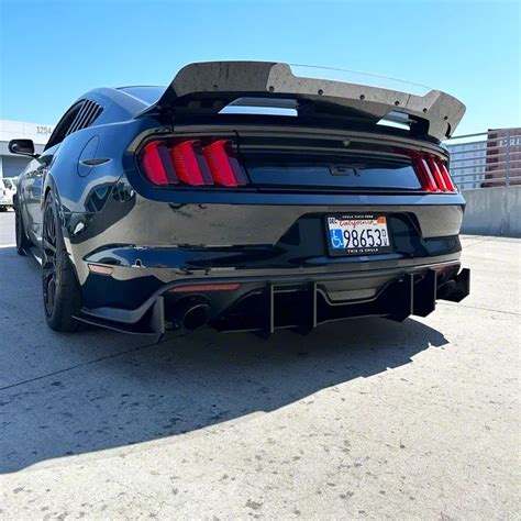 Mustang Stealth Diffuser; Full 3-Piece; Black (15-17 Mustang GT Premium ...
