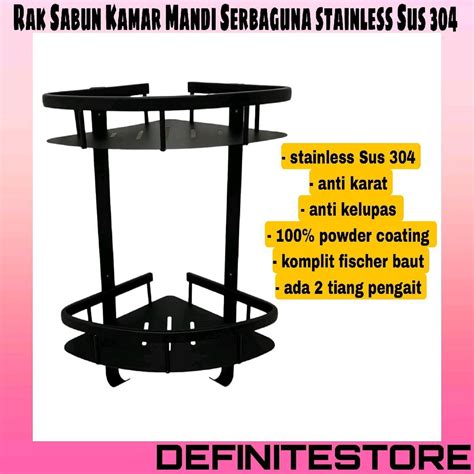 Jual RAK SABUN KAMAR MANDI DAPUR SERBAGUNA MODEL SUDUT HITAM STAINLESS