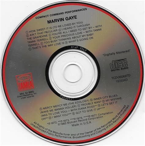 Compact Command Performances 15 Greatest Hits By Marvin Gaye CD Motown