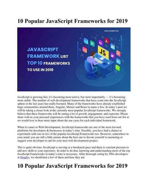 Ppt 10 Popular Javascript Frameworks For 2019 Powerpoint Presentation