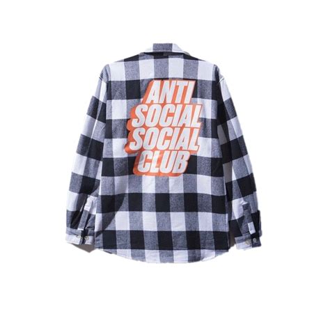 Anti Social Social Club Blocked Logo Flannel Black Grails Sf