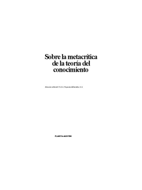 Pdf Adorno Sobre La Metacr Tica De La Teor A Del Conocimiento