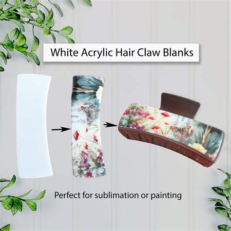 Sublimation Hair Claw Clips Blanks White Acrylic Large Fits 42 Hair