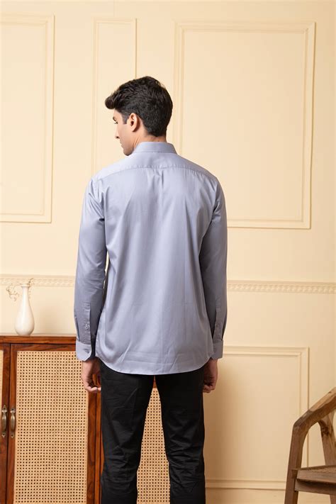 Hilo Design Mens Solid Grey Plain Shirt Hilo Design