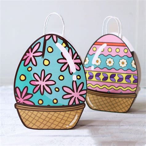 Colorful Happy Easter Party Paper Handbag Chick Rabbit Eggs Easter Gift