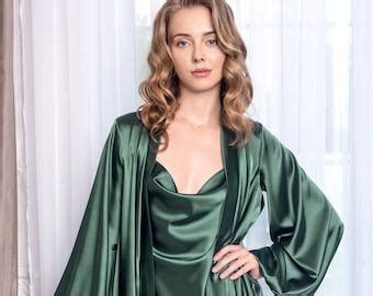 Nude Bridal Peignoir Set Kimono Lace Nightgown And Robe Set Etsy