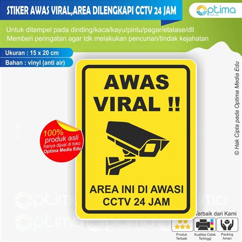 Jual Stiker Awas Viral Area Ini Dilengkapi Cctv Shopee Indonesia