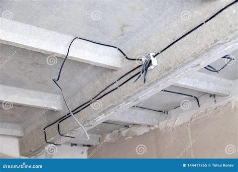 Cable Laying The Ceiling Electrical Wires On The Wall Wiring Replacement Connecting The Light