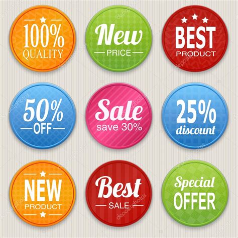 Set Of Colorful Advertising Stickers Stock Vector ClassyCatStudio