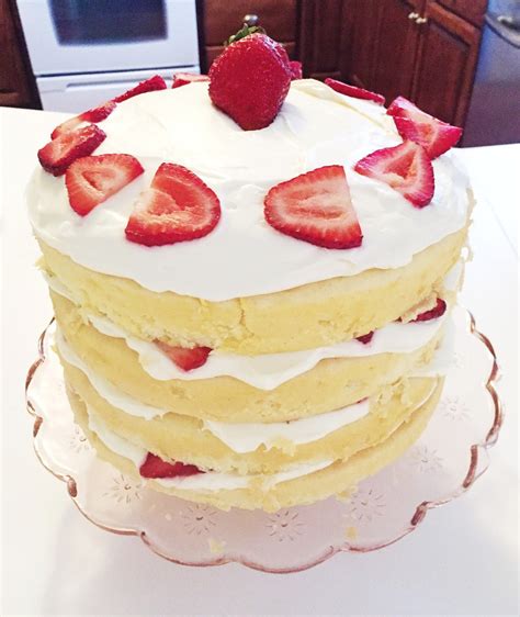 Pucker Up Style Vanilla Strawberry Layered Cake With Whipped Cream