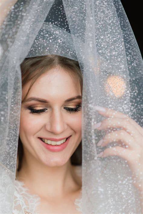 Beautiful Bride In White Lace Lingerie In A Hotel Room Happy Wedding