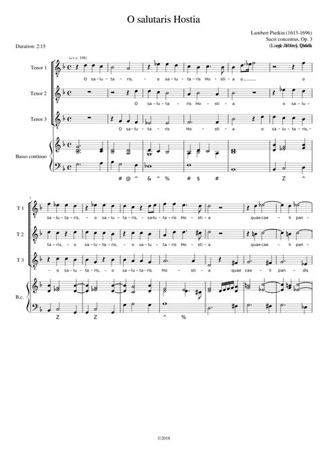 O Salutaris Hostia Lambert Pietkin Sheet Music For Piano Mixed Quartet