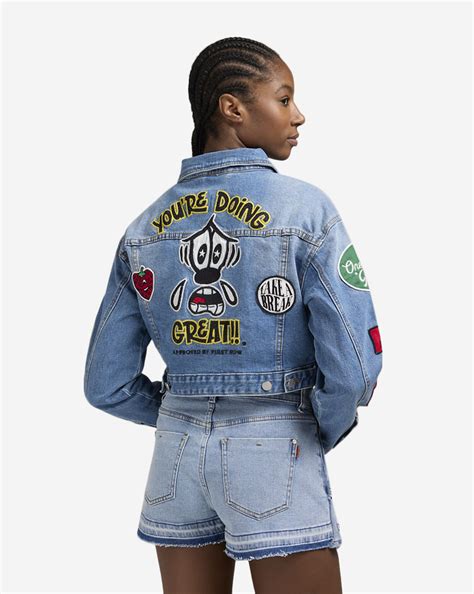 Shop First Row Denim Varsity Crop Jacket FRLJ2061CRS blue | SNIPES USA