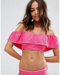 Hot Pink Ruffle Bikini Tops For Women Lookastic