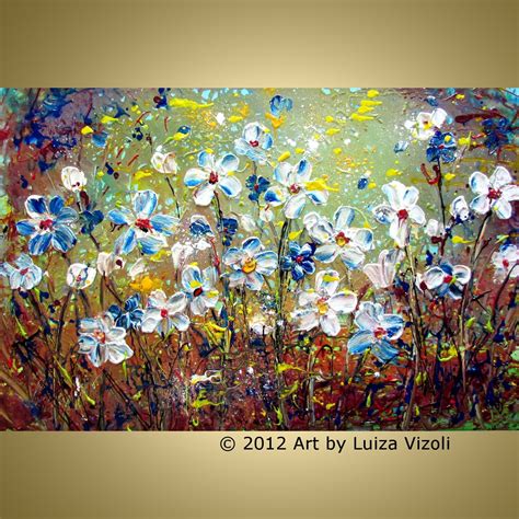 Original Flowers Painting Modern Abstract Oil Artwork Daisies