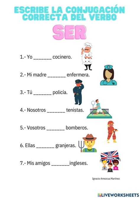 Verbo Ser En Espanol Worksheets