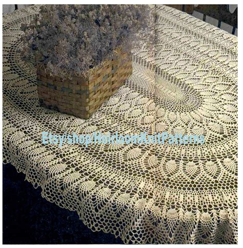 Heirloom Pineapple Tablecloth Vintage Crochet Pattern Oval Etsy