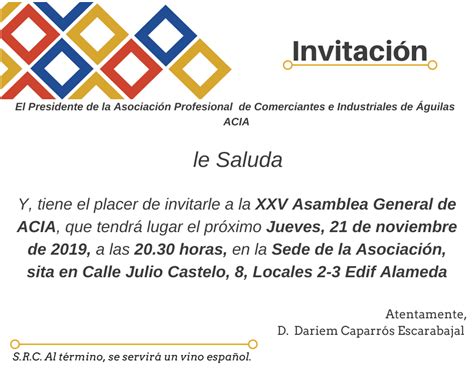 Invitaci N Asamblea General Socios Acia Acia