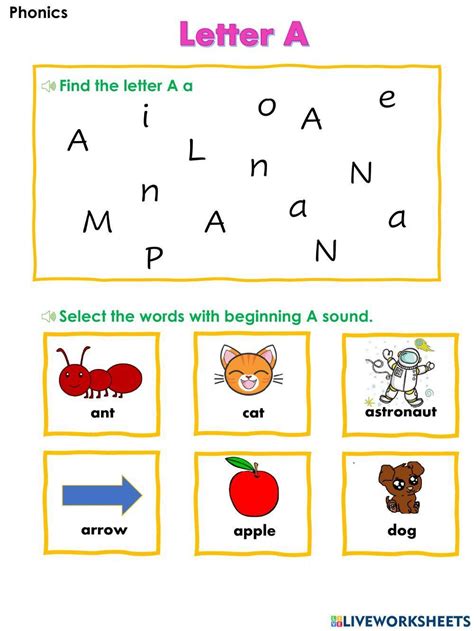 Phonics Letter A Interactive Worksheet Live Worksheets Worksheets