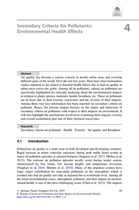 (PDF) Secondary Criteria Air Pollutants: Environmental Health Effects