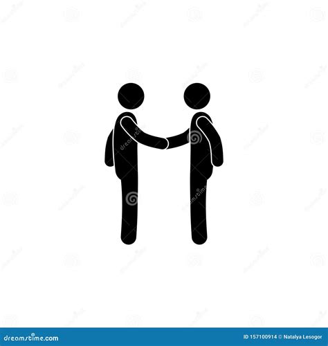 Handshake Icon People Shake Hands Stick Figure Vector Illustration