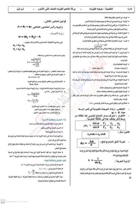 ورقة المفاهيم في الفيزياء للصف الأول والثاني الثانوي ترم أول جروب