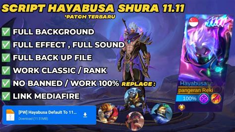 Update Terbaru Script Skin Hayabusa Shura Full Effect Voice