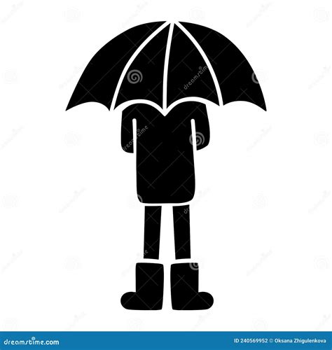 Silhouette Of A Man Under An Umbrella Vector Illustration Stock Vector