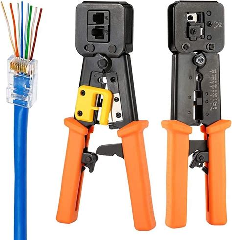 Ethernet Crimper Kit Rj45 Cat6 Cat5e Crimping Tool Pass Thru With, kit ...