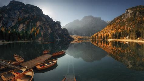 Boats On Pragser Wildsee Backiee