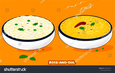 Dal Rice Dal Chawal Indian Food เวกเตอร์สต็อก ปลอดค่าลิขสิทธิ์