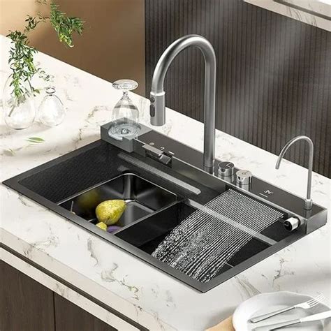 Inart Kitchen Sink With Digital Display Integrated Waterfall And Pull