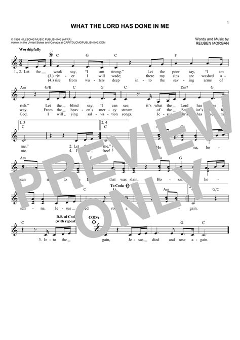 What The Lord Has Done In Me By Hillsong Worship Sheet Music For Lead