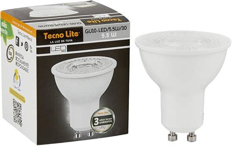 Tecnolite Foco Luz Led GU10 Para Interior Y Exterior De 5 5 W Y 350