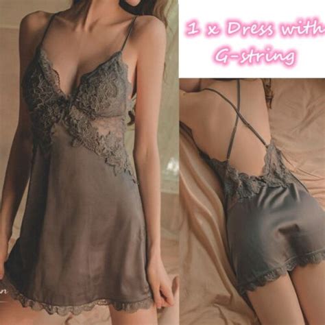 Lady Floral Lace Lingerie Short Sexy Sleepwear V Neck Backless Nightgown Strappy Ebay
