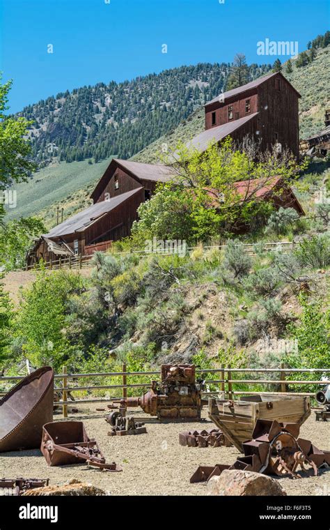 Idaho Bayhorse Historic Mining Ghost Town Bayhorse Mill Stock Photo